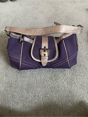 Vintage Burberry Blue Label (Japan Line) Purple/Metallic Corduroy Bag